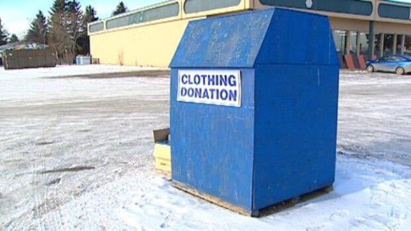 Clothing donation bin in Rhode Island