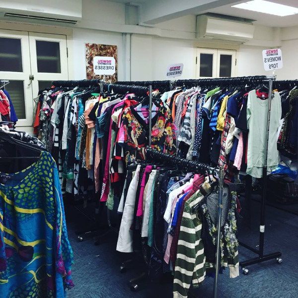 Donated clothes for sale in California thrift store