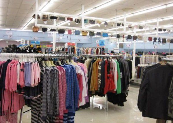 Donated clothes for sale in an Ohio thrift store