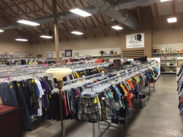 Donated clothes in a thrift store in North Dakota