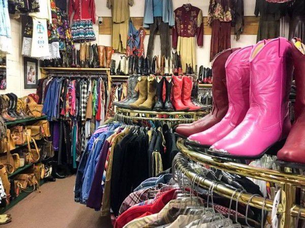 Thrift store in New Mexico seling a range of clothing items